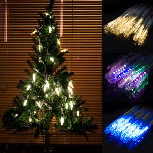 LUXMO Rain Drop Lights LED Meteor Shower Lights 10 Tubes 120 Leds Icicle Snow Falling Lights for Xmas Halloween Party Holiday Garden Tree Christmas Thanksgiving Decoration Outdoor