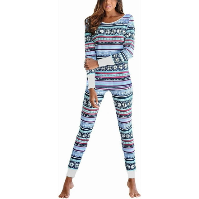 Asskyus Ensembles de Pyjamas pour Femmes Hauts et Pantalons Supports en Coton, Pantalons à Manches Longues pour Dames Impression de Noël