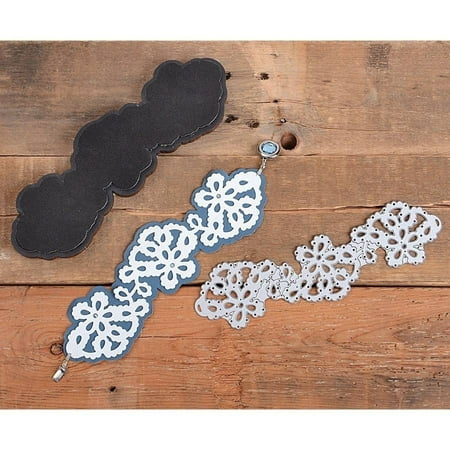 Wood Die Cut - Sizzix Movers and Shapers Magnetic Die with Thinlits by Jill Mac, Leather Tated Bracelet