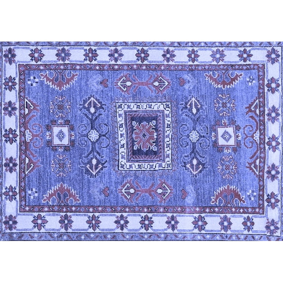 Ahgly Company Indoor Rectangle Geometric Blue Traditional Area Rugs, 2' x 5'