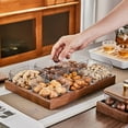 thumbnail image 3 of Snack Serving Tray with 2 Glass Bowls and Walnut Wood Lids, Brown Organizer for Coffee Table, 3 of 7