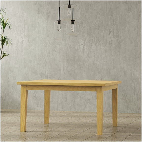 Modern Square Dining Table for 8, Brown Oak Wood Veneer Top with Sturdy Legs, 54 Inch