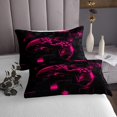 thumbnail image 3 of Black and Magenta Fuchsia Quilt Set Twin,Modern Geometric Gaming Bedspread Set,Gradient Neon Cubes Gamer Coverlet Set Plaid Grid Quilted Geometry Brick Wall Video Game Room Decor for Boys, 3 of 5