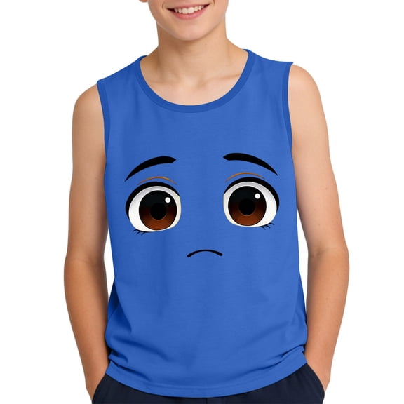 CYRBOKO Boys Tank Tops, Casual Stretchy Sleeveless Funny Kids Graphic Tees Blue Size 10 T