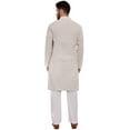 thumbnail image 2 of SKAVIJ Men's Handmade Cotton Henley Shirts with Trouser Long Sleeve Longline Summer Yoga T Shirts with Pocket (Large,Offwhite), 2 of 6