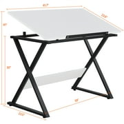 Alden Design Drawing Board with Adjustable Split Top Tabletop, White/Black