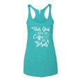thumbnail image 2 of Wild Bobby This Girl Runs On Coffee And Jesus Inspirational/Christian Women Tri-Blend Racerback Tank Top, Tahiti Blue, Medium, 2 of 5