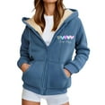 thumbnail image 2 of Fleece Lined Thick Hoodies for Women 2025 Winter Long Sleeve Zip Up Graphic Hooded Sweatshirt with Pockets Jacket Coat, 2 of 5