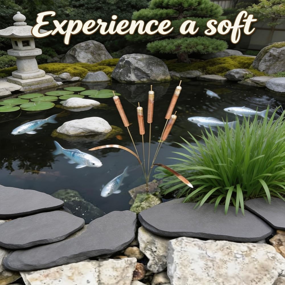 2026 New Iron Wind Chimes Stake Outdoor Decor, Cattail Windchimes, Handmade Rustic Plant Support Garden Art Ornament Wind Chimes Yard Stake for Garden Patio