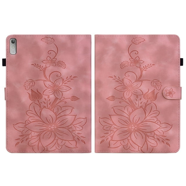 XYX Tablet Case for Lenovo Tab P11 Gen 2 11.5 2022 TB350FU, Lily Flower Pattern PU Leather Multiple Viewing Angles Stand Slim Folio Tablet Cover (Pink)