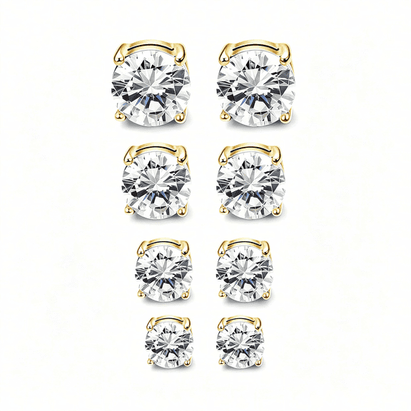 DESIGNICE 4-7Mm Magnetic Earrings for Men Women Shiny Round Cubic Zirconia Stud Earrings for Non-Pierced Ears Hypoallergenic Stainless Steel Fake Earrings Not Easy to Fall Off