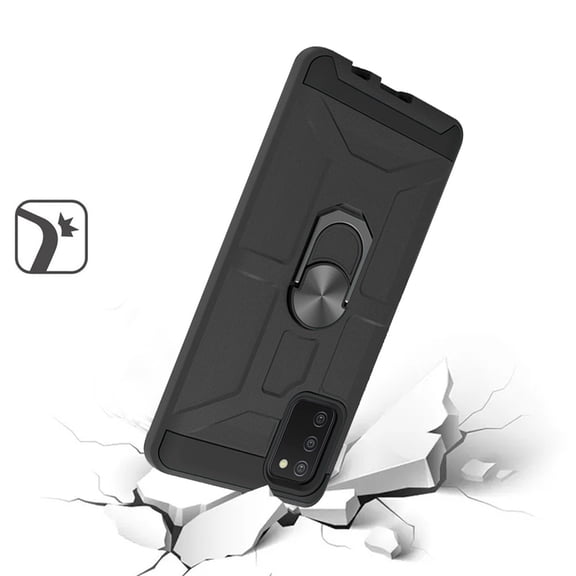 For Samsung Galaxy A03S Cases with Stand Kickstand Ring Holder [360° Rotating] Armor Dual Layer Fit Magnetic Car Mount Cover ,Xpm Phone Case [ Black ]