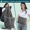 thumbnail image 2 of Travel Blanket Pillow, Soft Airplane 2-in-1 Combo Set, Plane Compact Packable, Flight Essentials Car Travelers Gifts Accessories, Luggage Backpack Strap, 60x43 Gray, 2 of 4