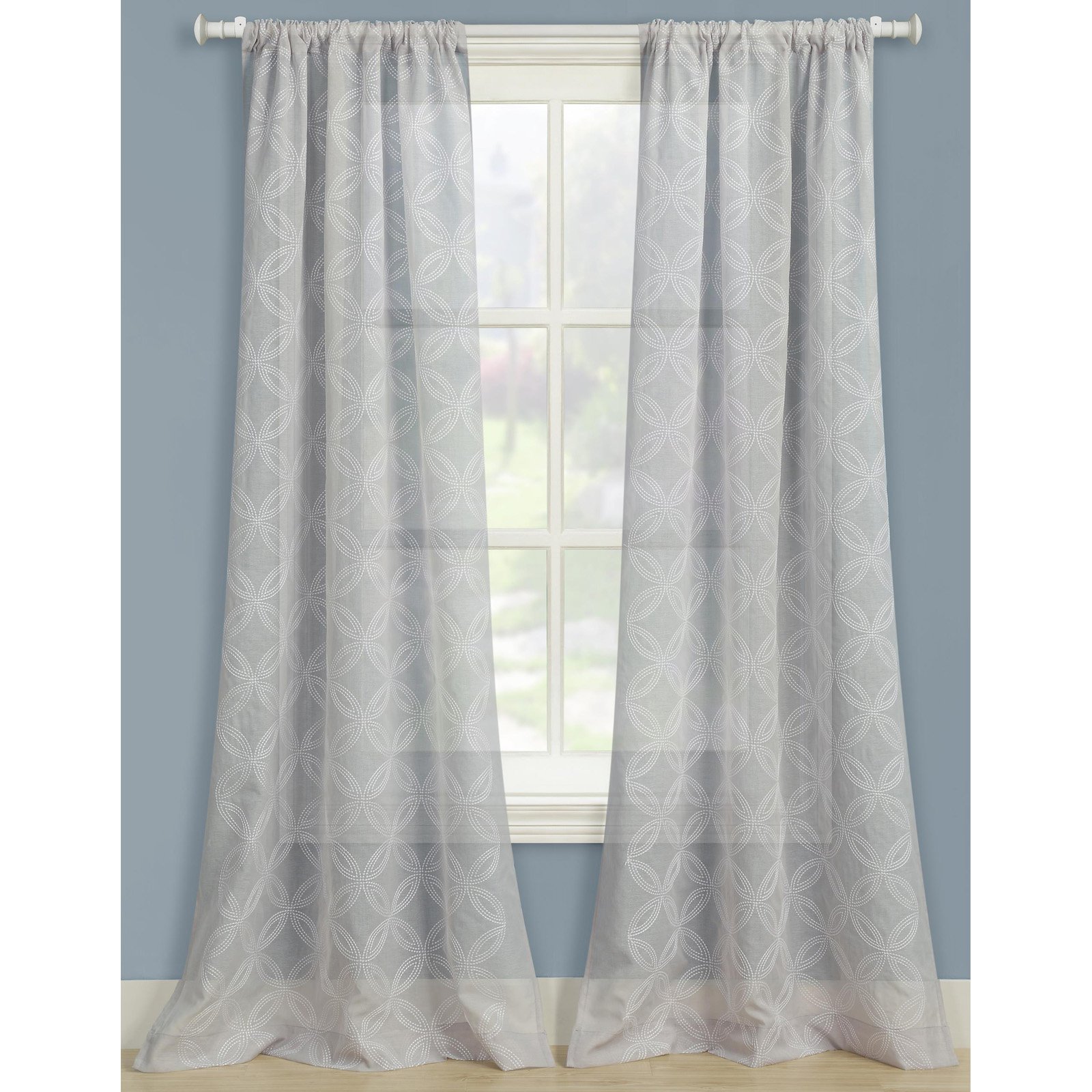 Laura Ashley Chancery Voile Panel Pair Window Curtains Walmart Com