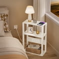 thumbnail image 7 of LELELINKY 3-Tier Narrow Side Table with Charging Station, Wood Nightstand with USB Ports for Small Spaces, Grey, 7 of 7