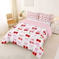 thumbnail image 2 of Erosebridal Pink Bowknot Full Size Comforter Sets For Girls,Red Kawaii Cherries Bedding Sets For Kids,Pink Reversible,3 Pieces, 2 of 7