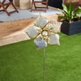 thumbnail image 2 of Contemporary Home Living Textured Floral Outdoor Garden Stake - 38.5" - Gold and Silver, 2 of 3