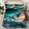 thumbnail image 2 of Manfei 3D Wolf Print Twin Sheet Sets for Teens, Rustic Jungle Tree Twin Fitted Sheet, Western Princess Castle Flat Sheet, Microfiber Bedroom Decor, 3 Pieces, 2 of 7