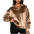 thumbnail image 3 of Horkkom Quarter Zip Pullover Women Velvet Soft Fleece Sweatshirts Casual Long Sleeve Sweatshirt S, 3 of 7