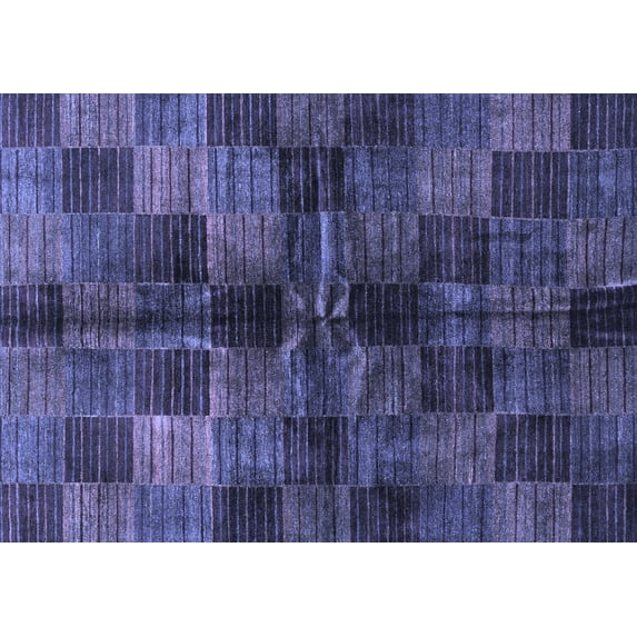 Ahgly Company Machine Washable Indoor Rectangle Checkered Blue Modern Area Rugs, 7' x 9'