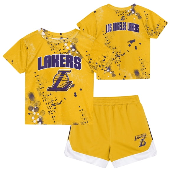 Preschool Outerstuff Gold Los Angeles Lakers Home Plate T-Shirt & Shorts Set