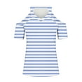 thumbnail image 4 of Lovskoo Womens Summer Tops Trendy Striped Print V-Neck Off Shoulder Casual Short Sleeved Top Shirt White, 4 of 6
