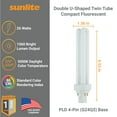 thumbnail image 2 of Sunlite Compact Fluorescent PLD 4 Pin Double U-Shaped Twin Tube Light Bulb, 26 Watts, 120 Volts, 4 PinG24q3 Base, 1560 Lumens, 5000K Daylight, 10 Pack, 2 of 5