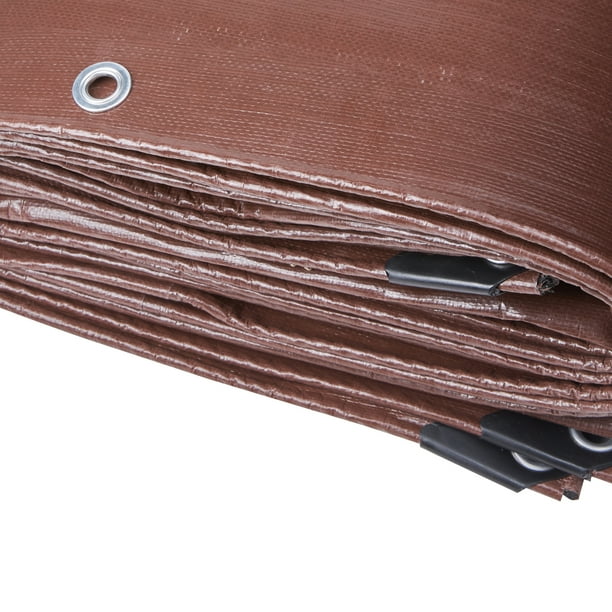 VEVOR Lona impermeable de 10 x 12 pies, cubierta de lona de polietileno azul extra gruesa de 16 mil, lona multiusos resistente a los rayos UV y a la temperatura con ojales reforzados (marrón)