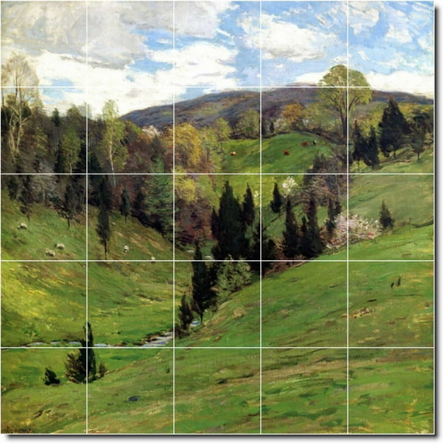 Ceramic Tile Mural-Willard Metcalf Landscapes Painting 592. 60" w x 60" h using (25) 12 x 12 ceramic tiles
