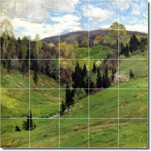Ceramic Tile Mural-Willard Metcalf Landscapes Painting 592. 21.25" w x 21.25" h using (25) 4.25 x 4.25 ceramic tiles