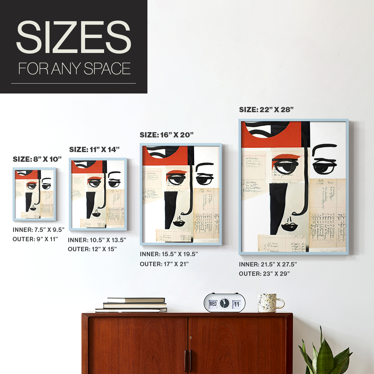 Faces of A Century III in Paper Solid Wood 11 x 14 Framed Print
