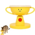 thumbnail image 1 of Pet Feeding Bowl Station with Adjustable Height and Tilted Angle in Yellow, ABS Material, Multiple Sizes Available, 1 of 8