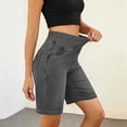 thumbnail image 2 of Tqcoqu Women's Knee Length Plus Size Denim Bermuda Shorts,High Waist Stretch Elastic Waist Straight Leg Jean Shorts,Gray Women's S-XXXXXL, 2 of 10