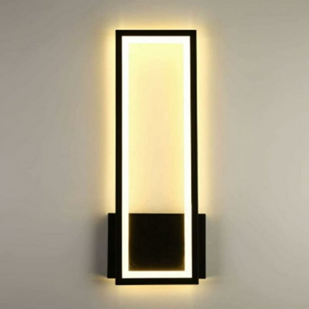 Apliques de pared rectangulares, fácil instalación con construcción de metal duradera, diseño simple y elegante para aplique de pared negro moderno (luz neutra 4000 K, blanco cálido 3000 K)