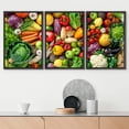 thumbnail image 2 of wall26 - 3 Piece Framed Canvas Wall Art - Assortment of Fresh Fruits and Vegetables - Modern Home Art Stretched and Framed Ready to Hang - 24"x36"x3 BLACK, 2 of 5