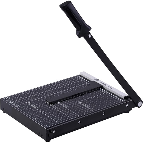 12” Heavy Duty Metal Paper Cutter - 15 Sheet High Capacity Guillotine Trimmer with Blade Safety Lock & Magnetic Guide, Professional Craft for Cardstock, Ps, DIY Office