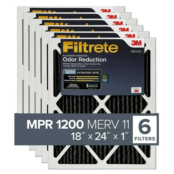 Filtrete 18x24x1, Filtre à Air pour Fournaise Ac, MPR 1200, Défense contre les Allergènes Réduction des Odeurs, Lot de 6 (Dimences Exactes 1781 x 2381 x 081)