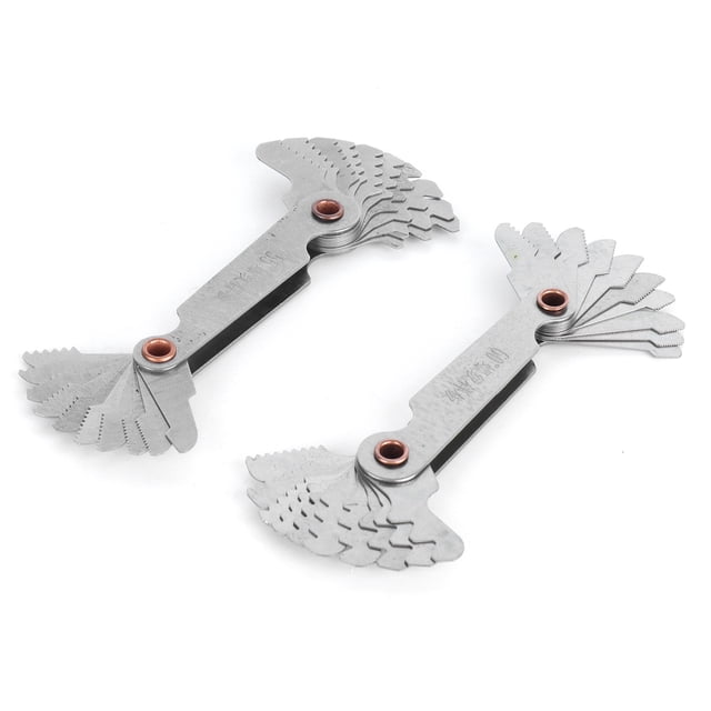 Medidor de rosca de cuchillas, 2 piezas Medidor de rosca Juego de medidor de paso de tornillo métrico Herramienta de medición de paso de tornillo Diseñado a medida