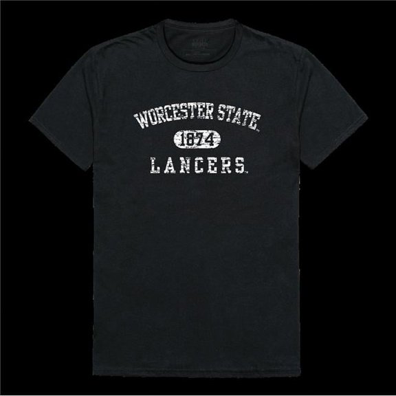 Worcester State University Lancers Distressed Arch College T-Shirt, Black - Small