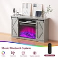 thumbnail image 2 of YOKWOK 62" Fireplace TV Stand with 23.6" Electric Fireplace, Farmhouse Rustic Wooden Entertainment Center for TVs up to 65" with Storage and Remote, Sliding Barn Door Design, Gray, 2 of 9