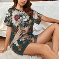 thumbnail image 4 of Sikiie Floral Head Dreamscape Womens Pajama Sets Short Sleeve Top With Pants Sleepwear 2 Piece Lounge Set-Medium, 4 of 6