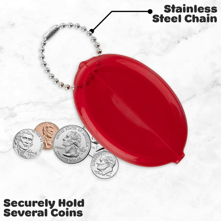 Oval Rubber Coin Purse Change Holder Made in U.S.A. For Men Woman With Chain Pouch Made By Nabob Leather Red 3 Pack Walmart
