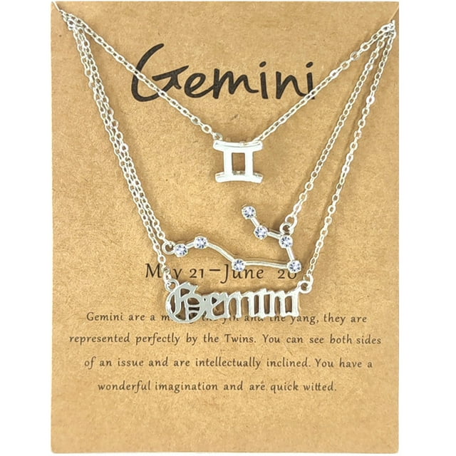 Flmtop 3Pcs Constellation Necklaces Letters Symbol Women Shiny Rhinestone Paper Card Necklaces for Party