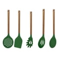 thumbnail image 1 of Utensilios de cocina de silicona con mango de madera de 5 piezas - mango de madera de acacia, 1 of 5