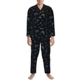 thumbnail image 3 of Susaid Gamepads Print Men's Long Sleeve Pajama Set, Two-Piece Button-Down Loungewear PJs Set, Comfortable Sleepwear for Relaxation-X-Large, 3 of 7