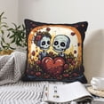 thumbnail image 2 of DouZhe Velvet Decorative Throw Pillow Covers Set of 2, Soft Square Cushion Cover with Invisible Zipper Zombie Skull Love Printing, 16"x16", 2 of 7