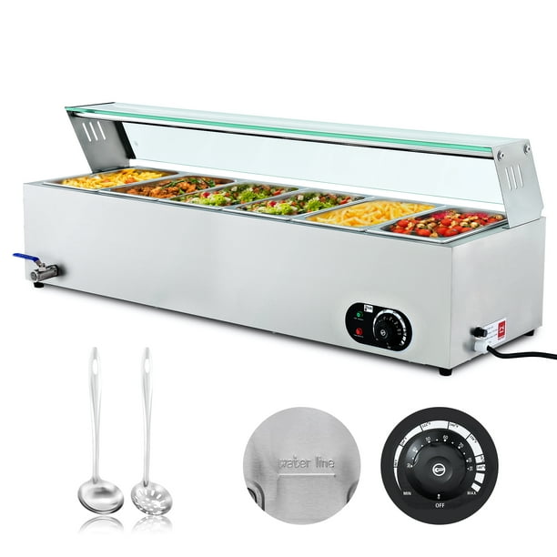 Wilprep 6 Pan Food Warmer for Parties Hotels Restaurants 1200W Buffet Server and Warmer