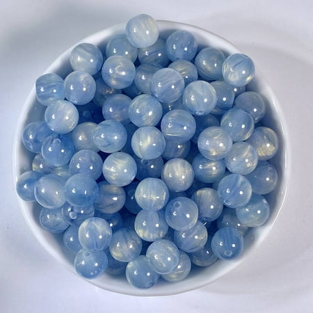 ERDOUY 100PCS 8MM Resin Craft Beads - DIY Jewelry Making Supplies for Bracelet Crafting Projects, Blue
