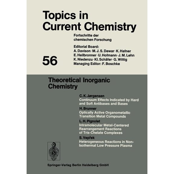 Topics in Current Chemistry Theoretical Inorganic Chemistry, Book 56, (Paperback)