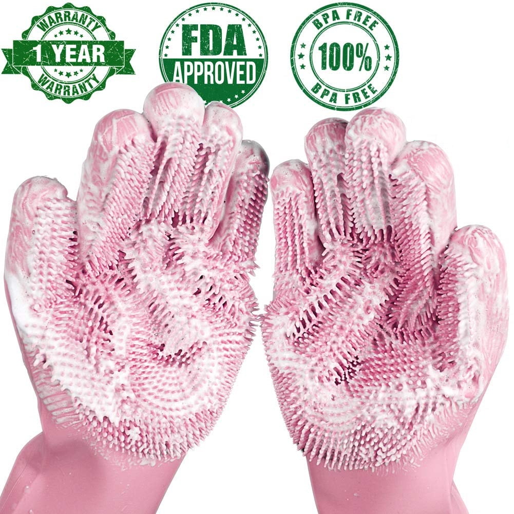pink dish gloves